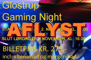 Udsnit af plakaten for Glostrup Gaming Night.