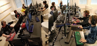 Dobbeltbillede med Counter Strike holdet AGZ Five og de to Fortnite-hold AGZ Eaglets og AGZ Noton